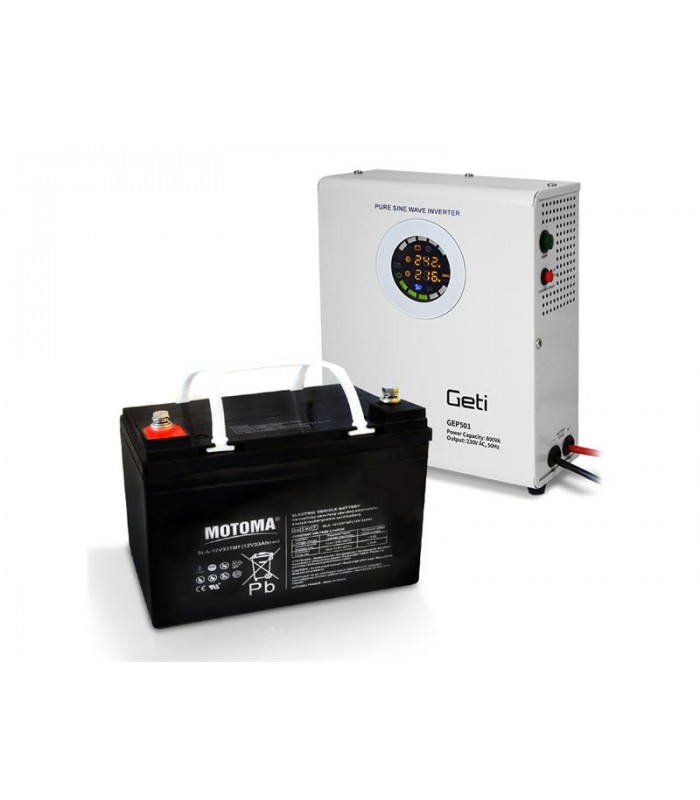 Zdroj záložný GETI GEP501 sinus 500W nástenný + baterie 33Ah