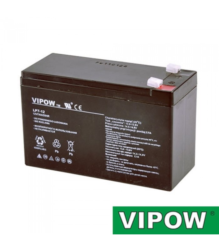 Batéria olovená 12V 7Ah VIPOW (7,5Ah) bezúdržbový akumulátor