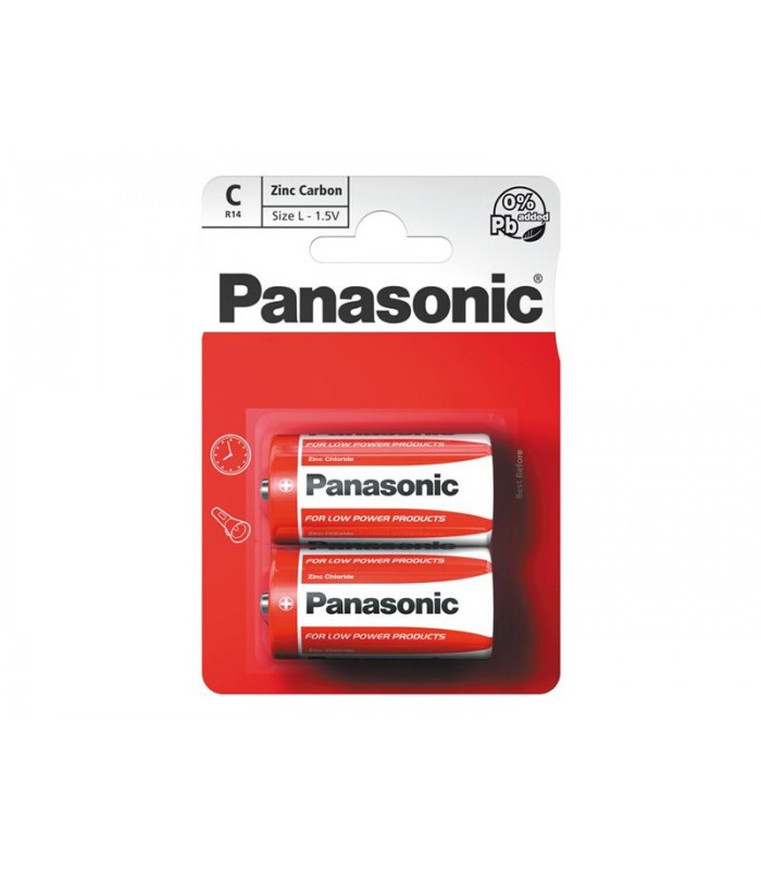 Batéria R14 (C) Red zinkouhlíková, PANASONIC 2BP