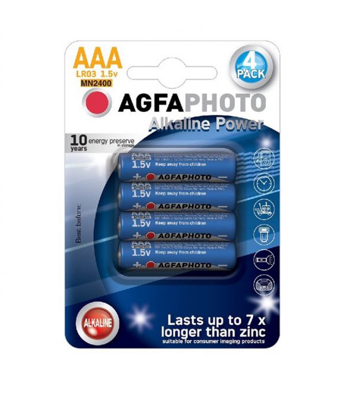 Batéria AAA (LR03) alkalická AGFAPHOTO Power 4ks blister