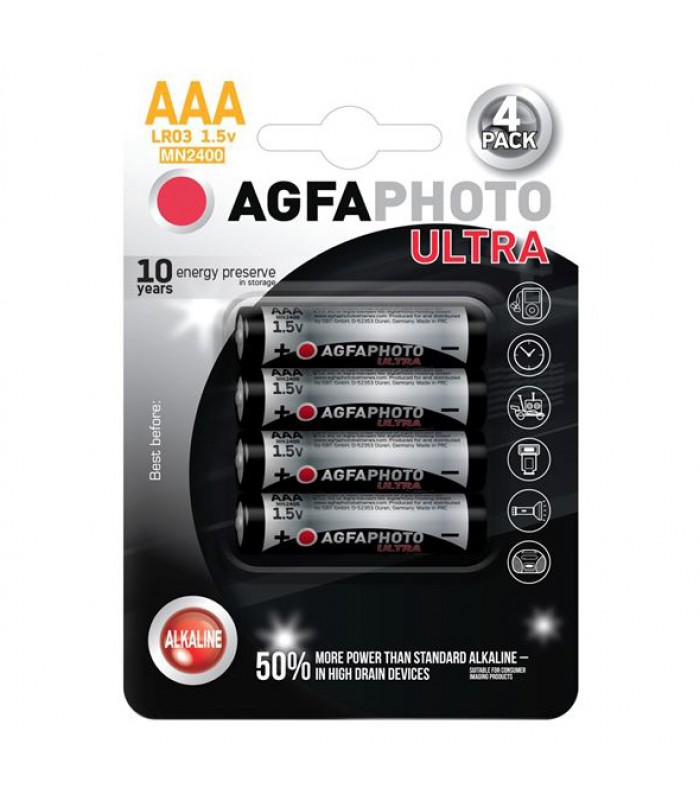 Batéria AAA (LR03) alkalická AGFAPHOTO Ultra 4ks blister